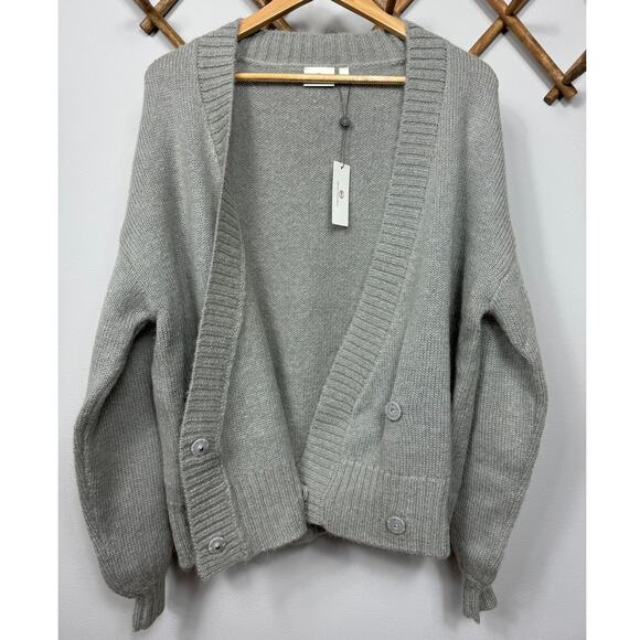 AG Amari Bishop Sleeve Crop Sweater in Net Grey Size L - Picture 4 of 11